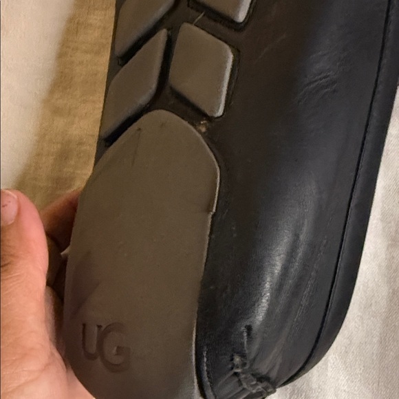 UGG Black Leather Slip-On Loafers